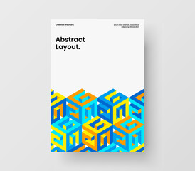 Amazing book cover A4 vector design template. Creative geometric tiles pamphlet layout.