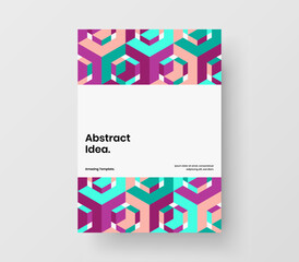 Trendy catalog cover A4 design vector concept. Clean geometric shapes company identity layout.