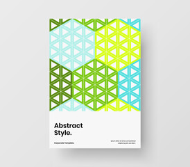 Creative geometric pattern flyer layout. Unique placard A4 design vector template.