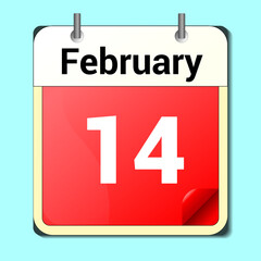 Fototapeta premium day on the calendar, vector image format, February 14