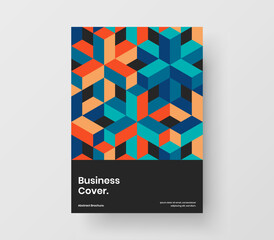 Colorful mosaic pattern leaflet concept. Simple journal cover A4 design vector illustration.