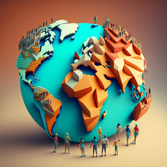 A Global Perspective: A 3D Image of the World with Students Representing the Diversity of the Continents