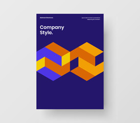 Isolated geometric tiles company cover concept. Creative banner A4 vector design template.