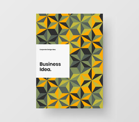 Trendy journal cover A4 vector design layout. Premium geometric pattern front page illustration.