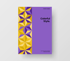 Vivid mosaic pattern company brochure template. Minimalistic leaflet design vector illustration.