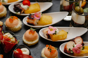 appetizing aperitifs on the plate 