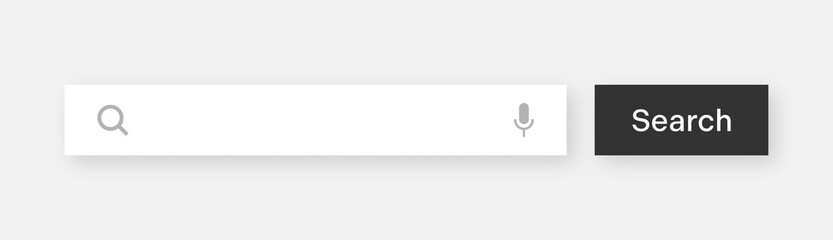 Search bar template. Internet browser engine with search box, address bar and text field. UI design, website interface element with web icons and push button. Vector illustration