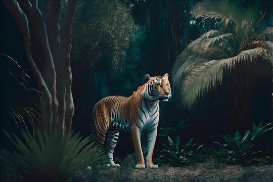 Tiger in the jungle, Tiger, Safari, Generative AI © Melih