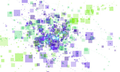 Isolated blue green and purple graphic design element square shapes overlay