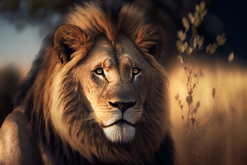 Lion in the nature, Lion, Safari, Generative AI