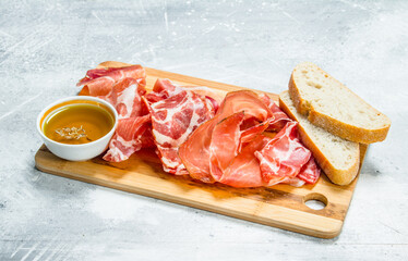 Traditional Spanish ham with ciabatta.