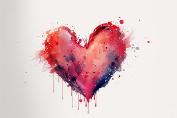  Watercolor heart. Relationship, art. Generative AI
