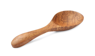 New handmade wooden spoon isolated on white