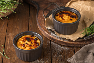 Creme brulee french dessert or leite creme portuguese dessert