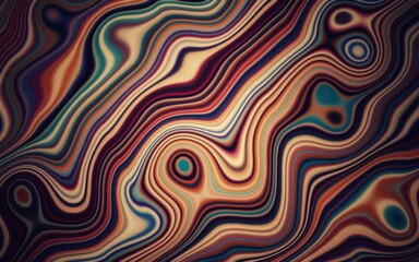Artistic and classic 3D abstract background of colorful flowing liquid or wave patterns with vignette effect. Art painting of wave pattern. Retro and vintage design.