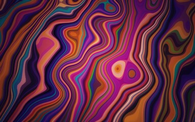 Artistic and classic 3D abstract background of colorful flowing liquid or wave patterns with vignette effect. Art painting of wave pattern. Retro and vintage design.