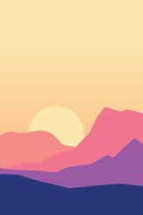 a beautiful sunset in colorful mountains landscape