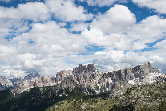 Croda del Lago mountina area in the Dolomites, Italy.