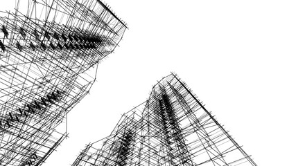 Linear architectural drawing vector illustration