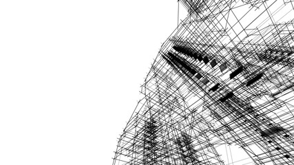 Linear architectural drawing vector illustration