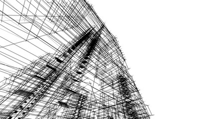 Linear architectural drawing vector illustration