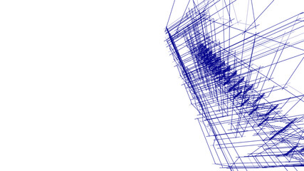 Linear architectural drawing vector illustration