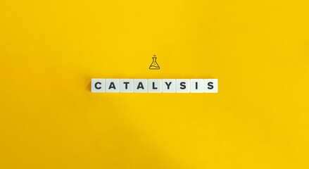 Catalysis Word and Banner. Letter Tiles on Yellow Background. Minimal Aesthetics. - obrazy, fototapety, plakaty