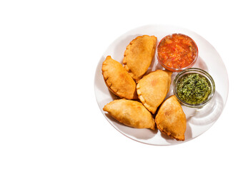 Argentinian empanadas stuffed with spicy meat - South American traditional food