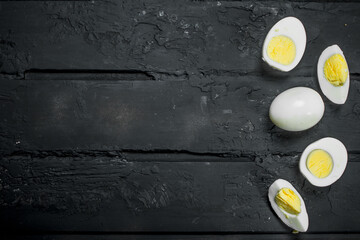 Boiled chicken eggs.