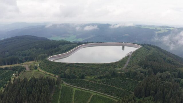 a pumped storage power station from above 4k 30fps video