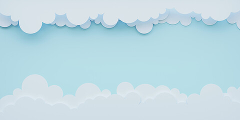 sky and clouds background mid day stomach paper cut art 3D illustration