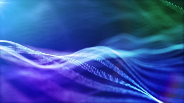 Abstract Flowing glowing particles seamless loop animation