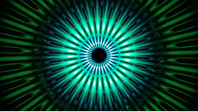 blue green rotating circle vj loop with glow. High quality 4k footage