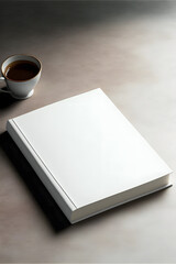 Book on a table and coffee beside it mock-up, book mock up, book blank cover mock up 