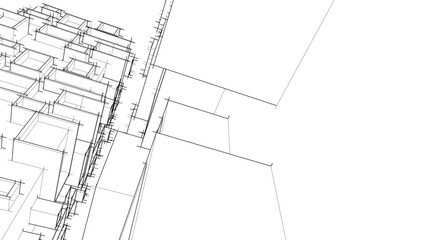 Linear architectural drawing vector illustration