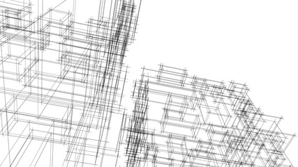 Linear architectural drawing vector illustration