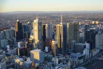 Melbourne skyline. Aerial. Buildings. Melbourne, Australia.