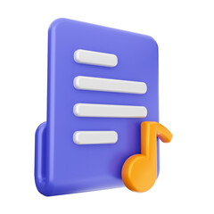 3d file music folder data icon illustration render
