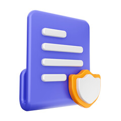 3d file shield protection folder data icon illustration render