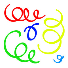 A set of hand-drawn paint lines highlighted on a white background. Blank, black, colored marker strokes.
