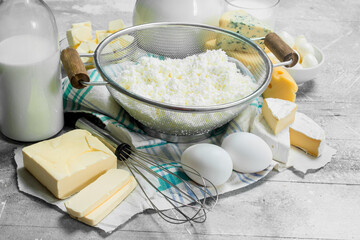 Various dairy products.
