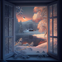 Winter outside the window