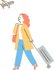 旅行のため空港に向かう女性_色