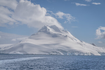 great snowy mountain by the antarctic sea