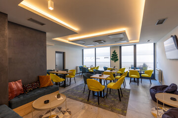 Interior of an empty cafe bar restaurant