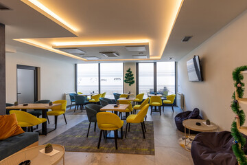 Interior of an empty cafe bar restaurant