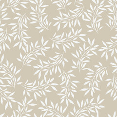 Leaves and branches repeat pattern. Floral pattern design. Botanical tile. Good for prints, wrappings, textiles and fabrics.