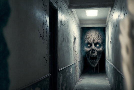Ghostly apparition in corridor AI generative	