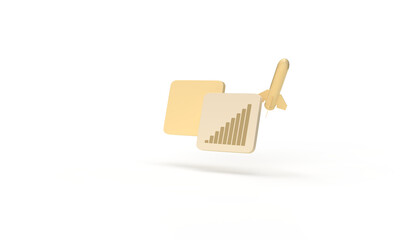 The rocket flies up against the background of cubes. Graph up. 3d render on the topic of business,...