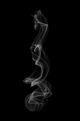 Abstract white puffs of smoke swirls overlay on black background pollution. Royalty high-quality free stock photo image of abstract smoke overlays on black background. White smoke explosion